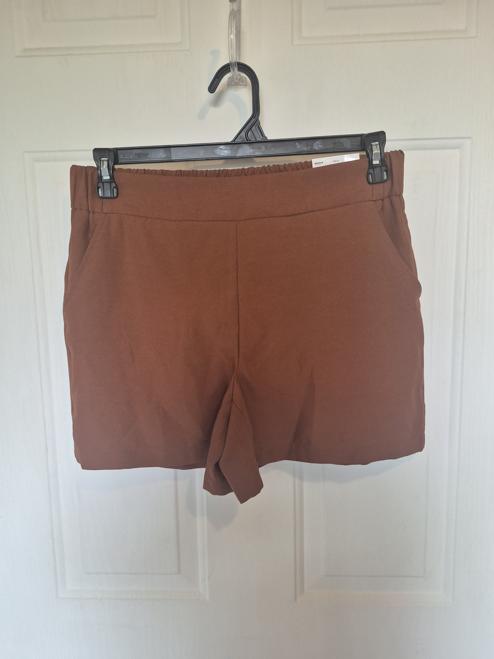 Nine West High-Rise Knit Shorts — Rust Brown